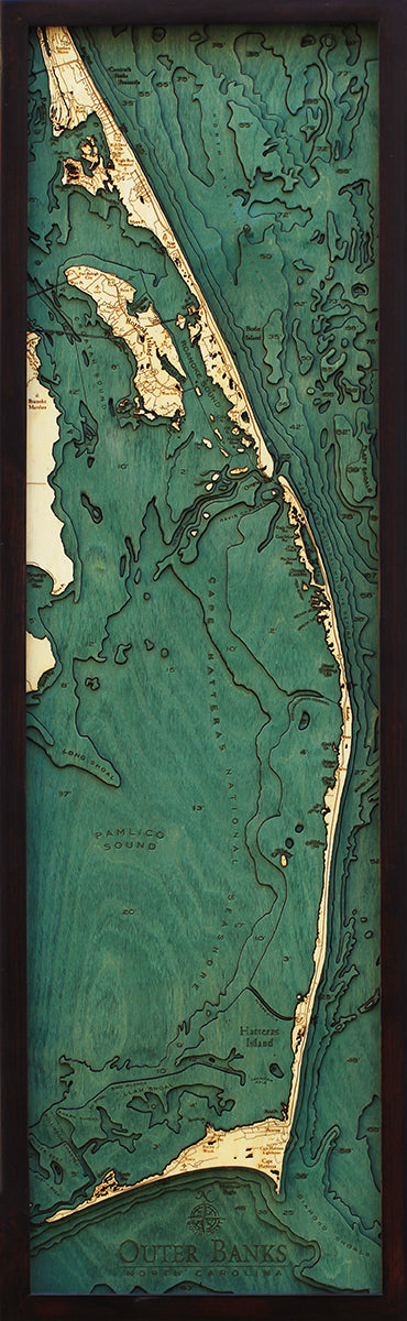 Outer Banks Wood Chart Map