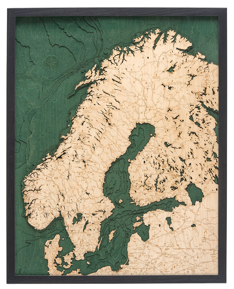 Scandinavia Wood Chart Map