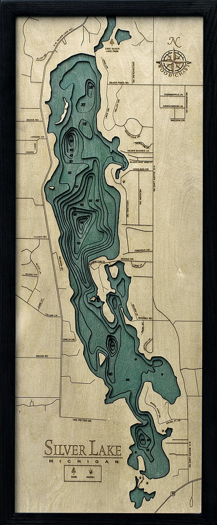 Silver Lake (Traverse) Wood Chart Map