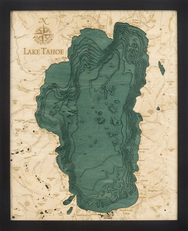 Lake Tahoe Small Wood Chart Map