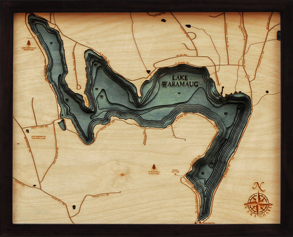 Lake Waramaug Wood Chart Map
