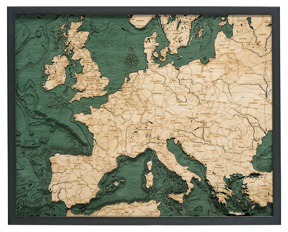Western Europe Wood Chart Map