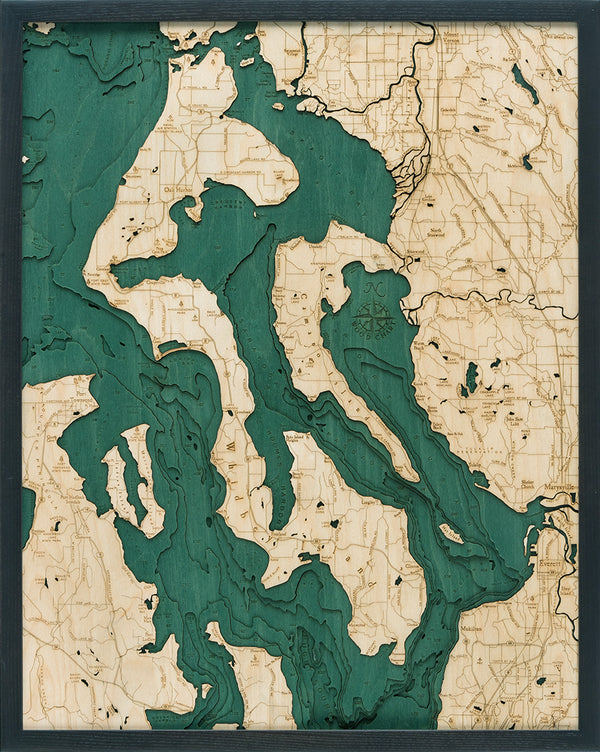 Whidbey & Camano Islands Wood Chart Map