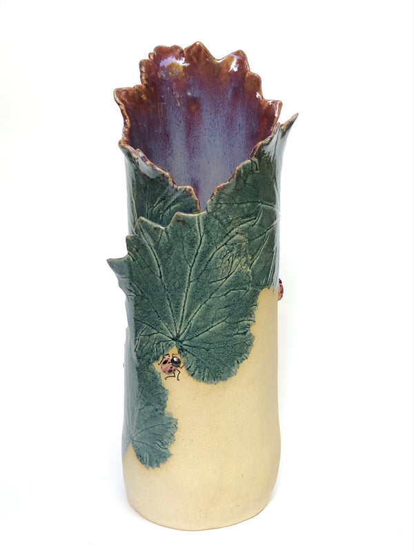 Coral Bells Wrap Vase with Lady Beetles #1860
