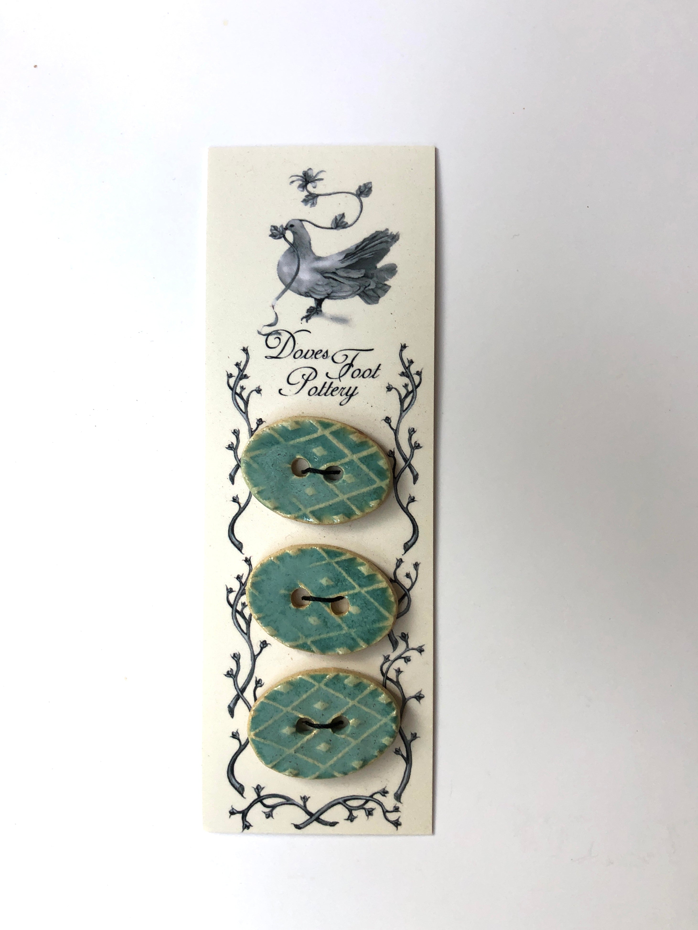 Three button card - Checkered Dot Print in sage green