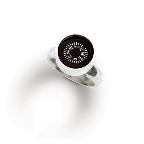 Compass ring, sterling silver set into a 12mm bezel.