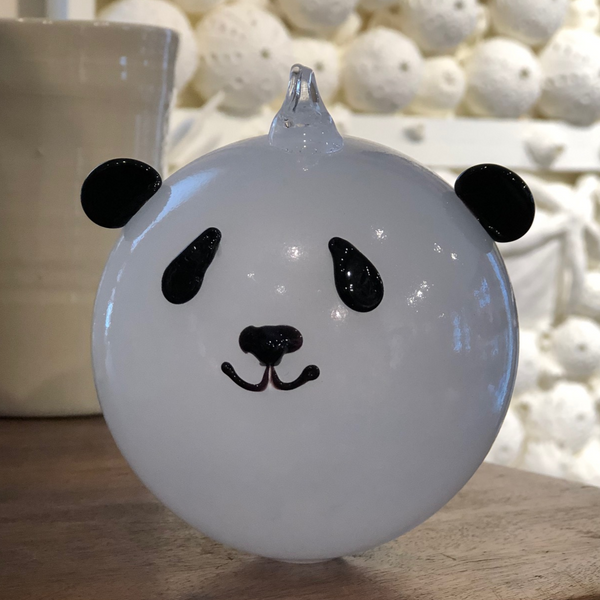 Hand Blown Glass Animal Ornament - Panda Bear