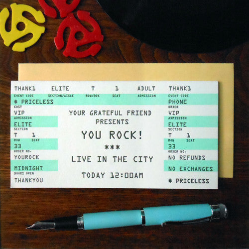 You Rock! Concert Ticket Greeting Card