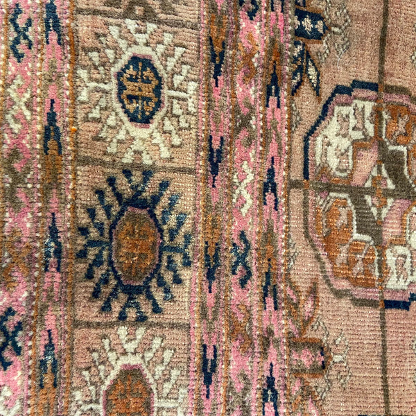 Vintage Oriental Yamud Rug in Sepia and Peach