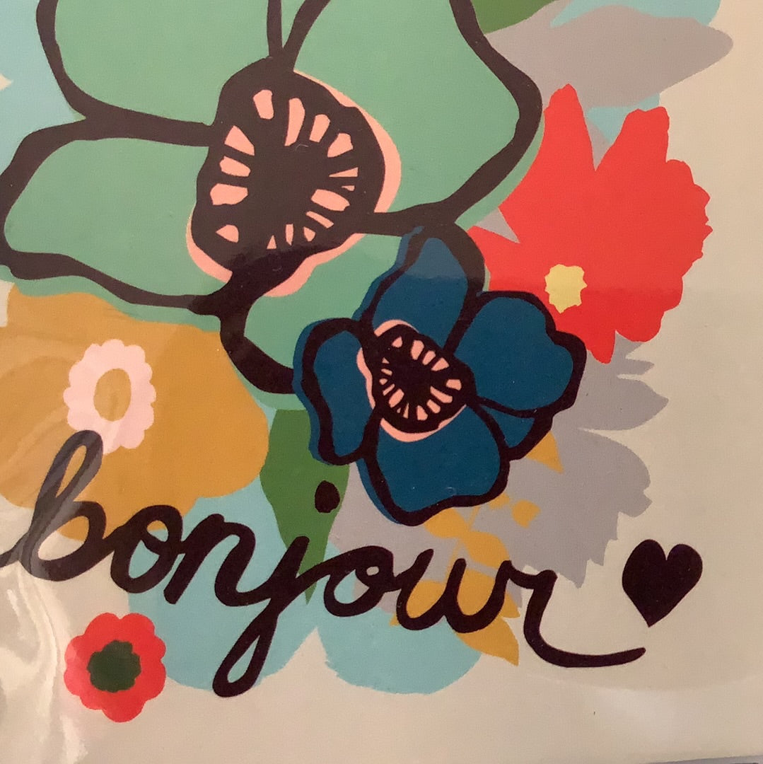 Floral Bonjour Greeting Card