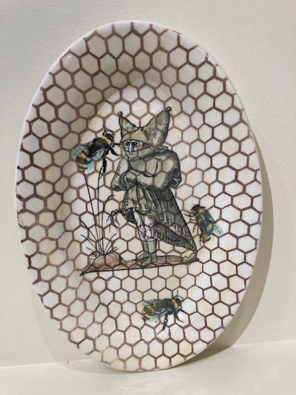 Droleries with Bees Oval Dish by Craig Crawford