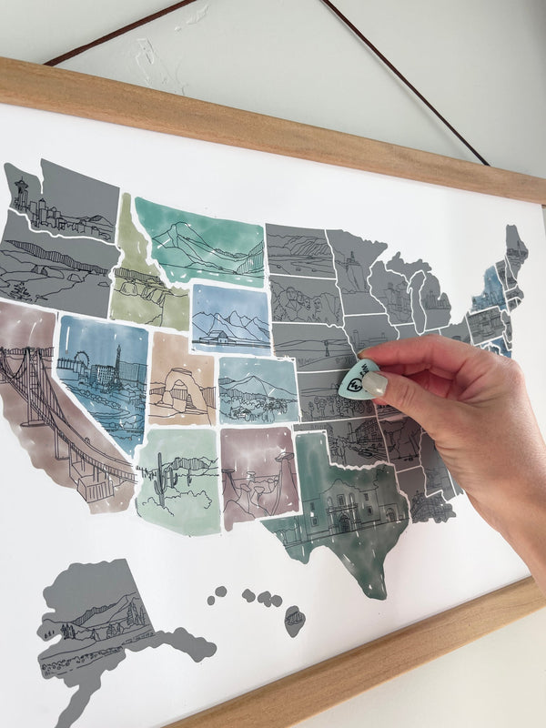 Illustrated Scratch Off US Map