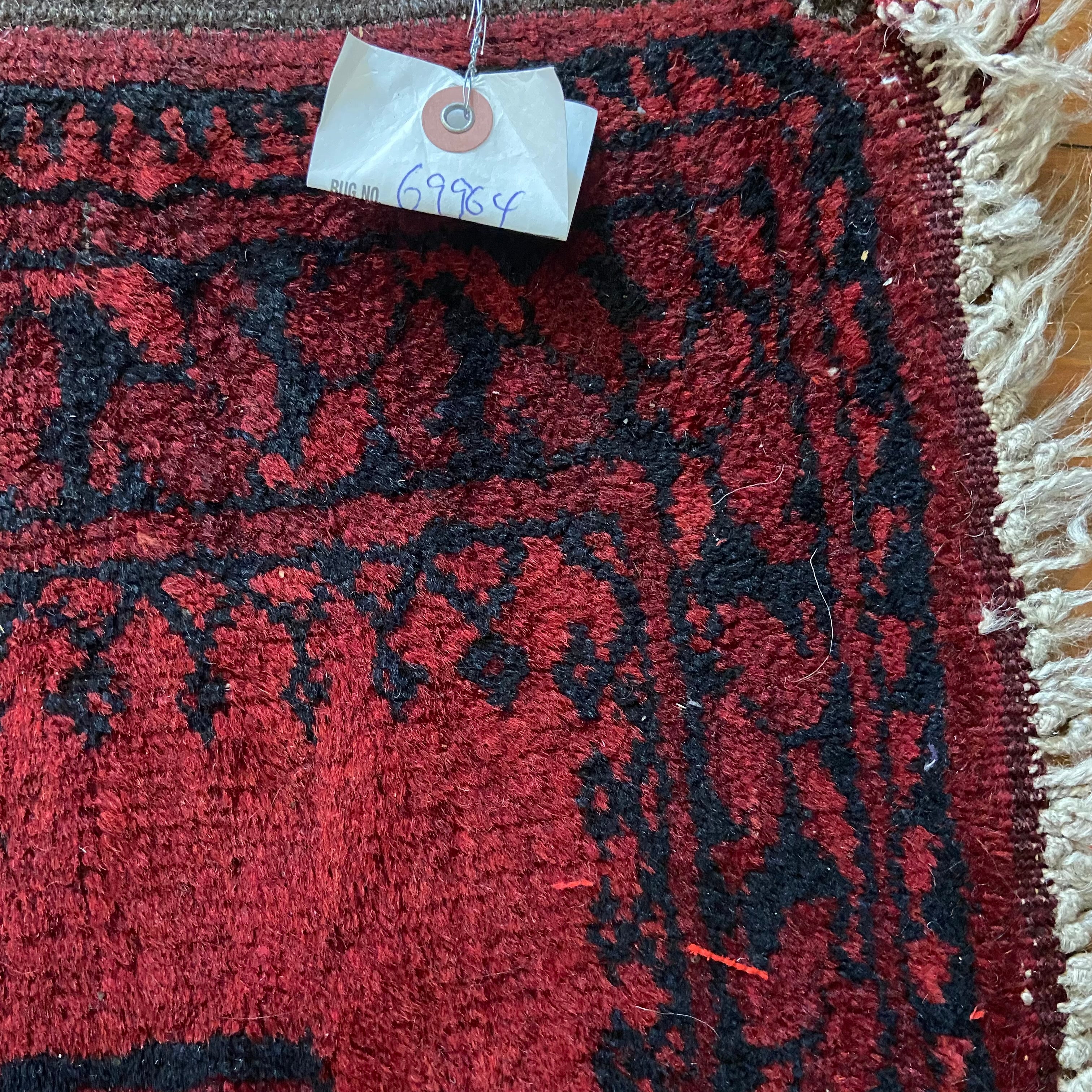 Vintage  Afghan Decorative Rug in Crimson