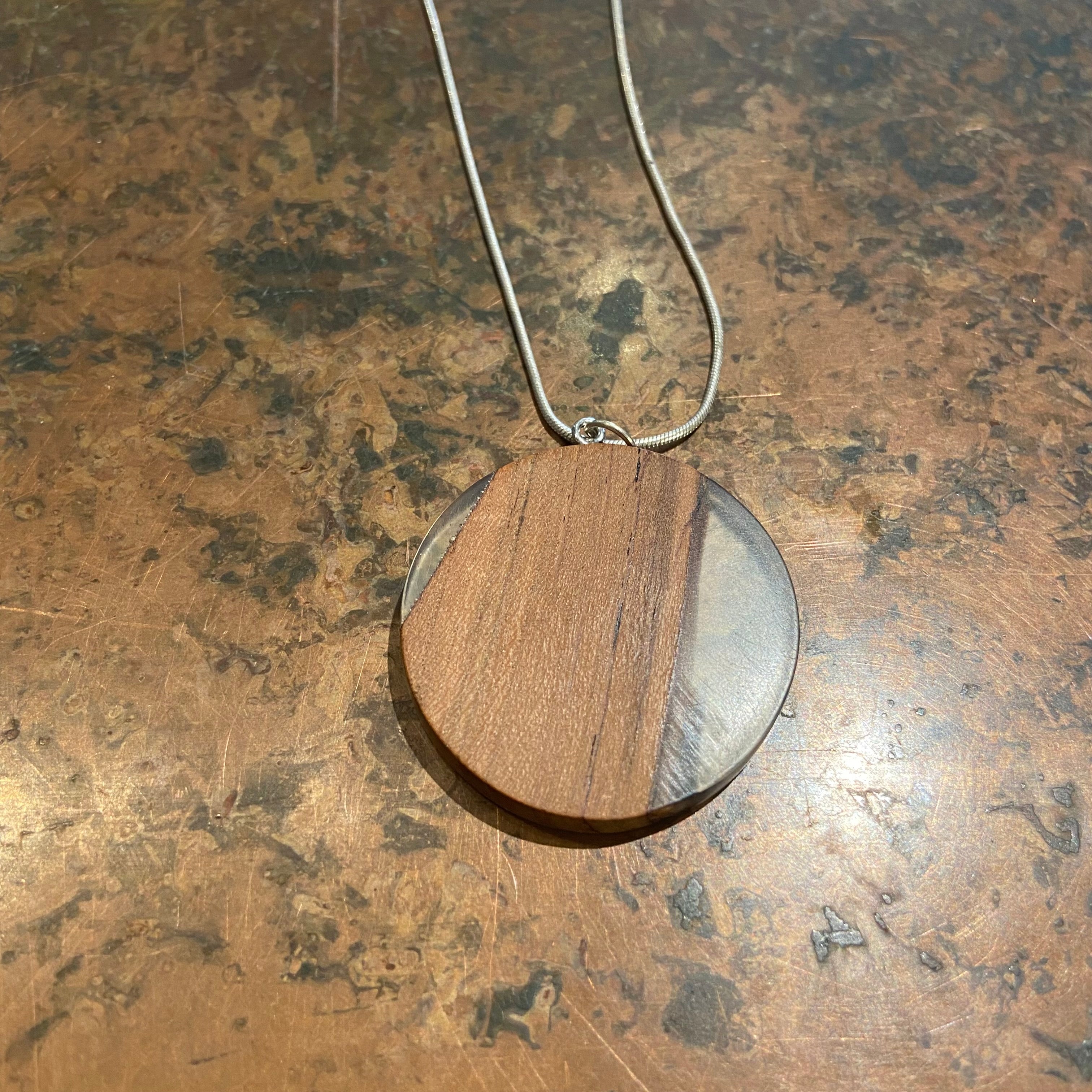 Wood Resin Pendant Necklace