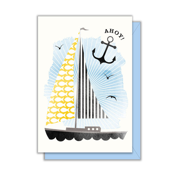 Ahoy Sailboat Mini Greeting Card