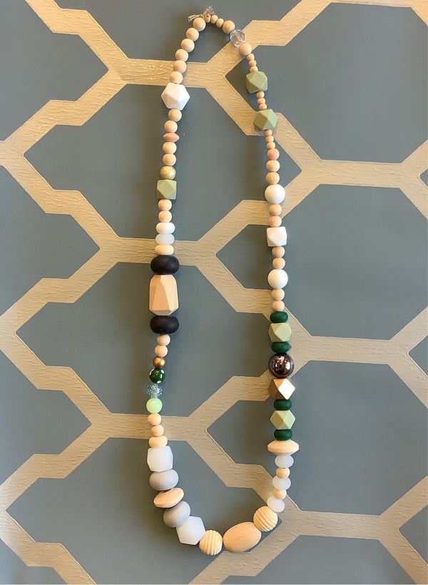 Evergreen, Festive Wood and Silicone Necklace by Alyn Carlson