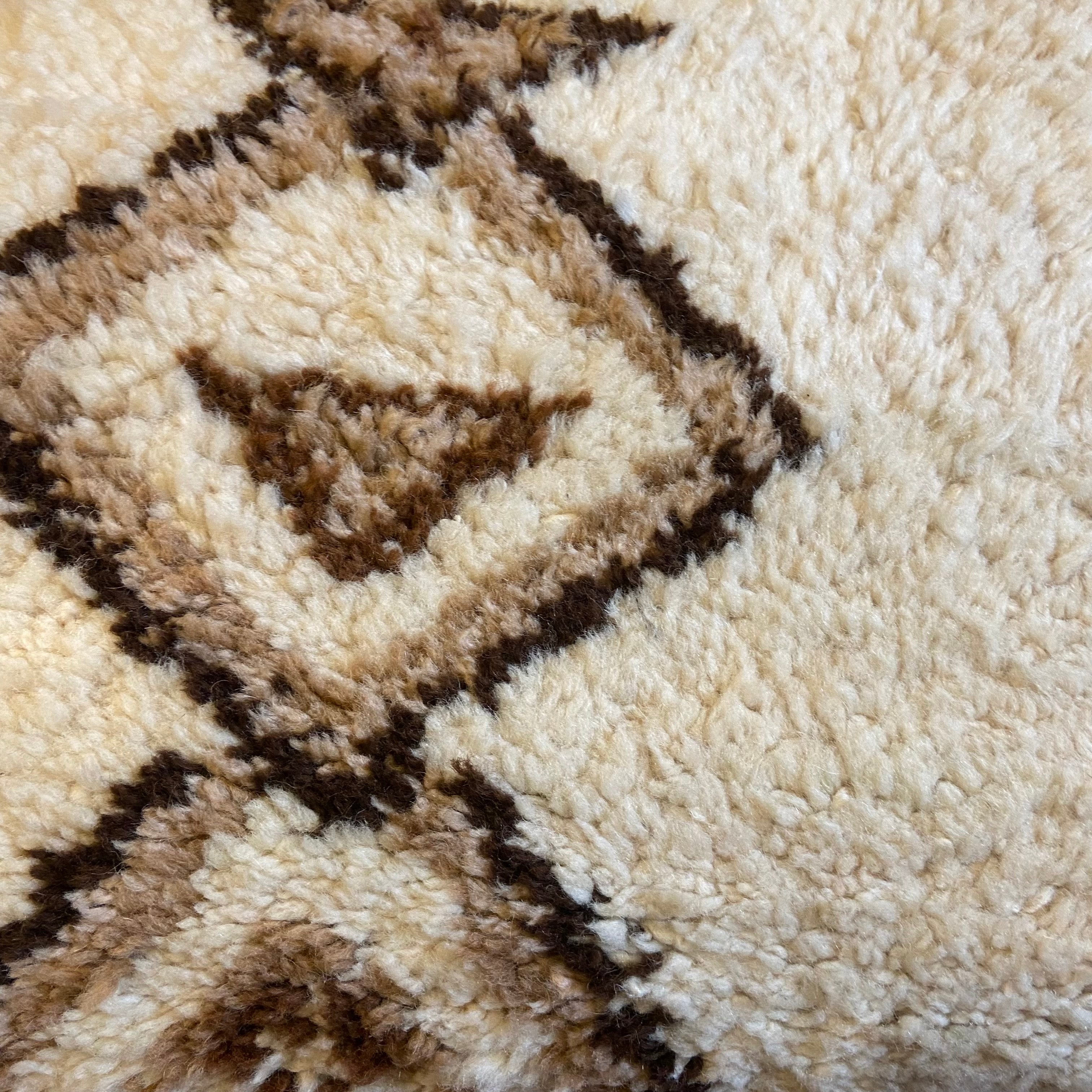 Vintage Morrocan Rug in Cream with Brown
