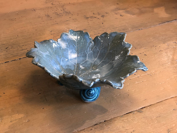 Amy Thurber Coral Bell Leaf Bowl with Snail Feet No. 1650