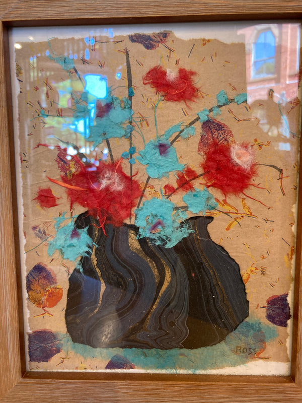 Mary Ross Framed Collage Black Vase