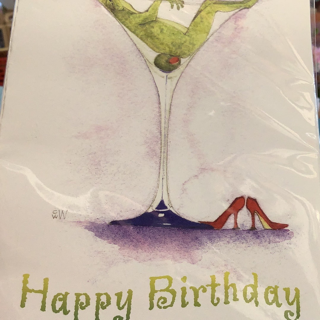 Happy Birthday Cocktail Frog Greeting Card