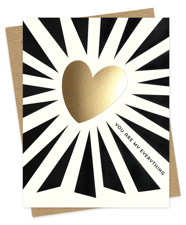 You are My Everything Greeting Card, Black, White, and Gold