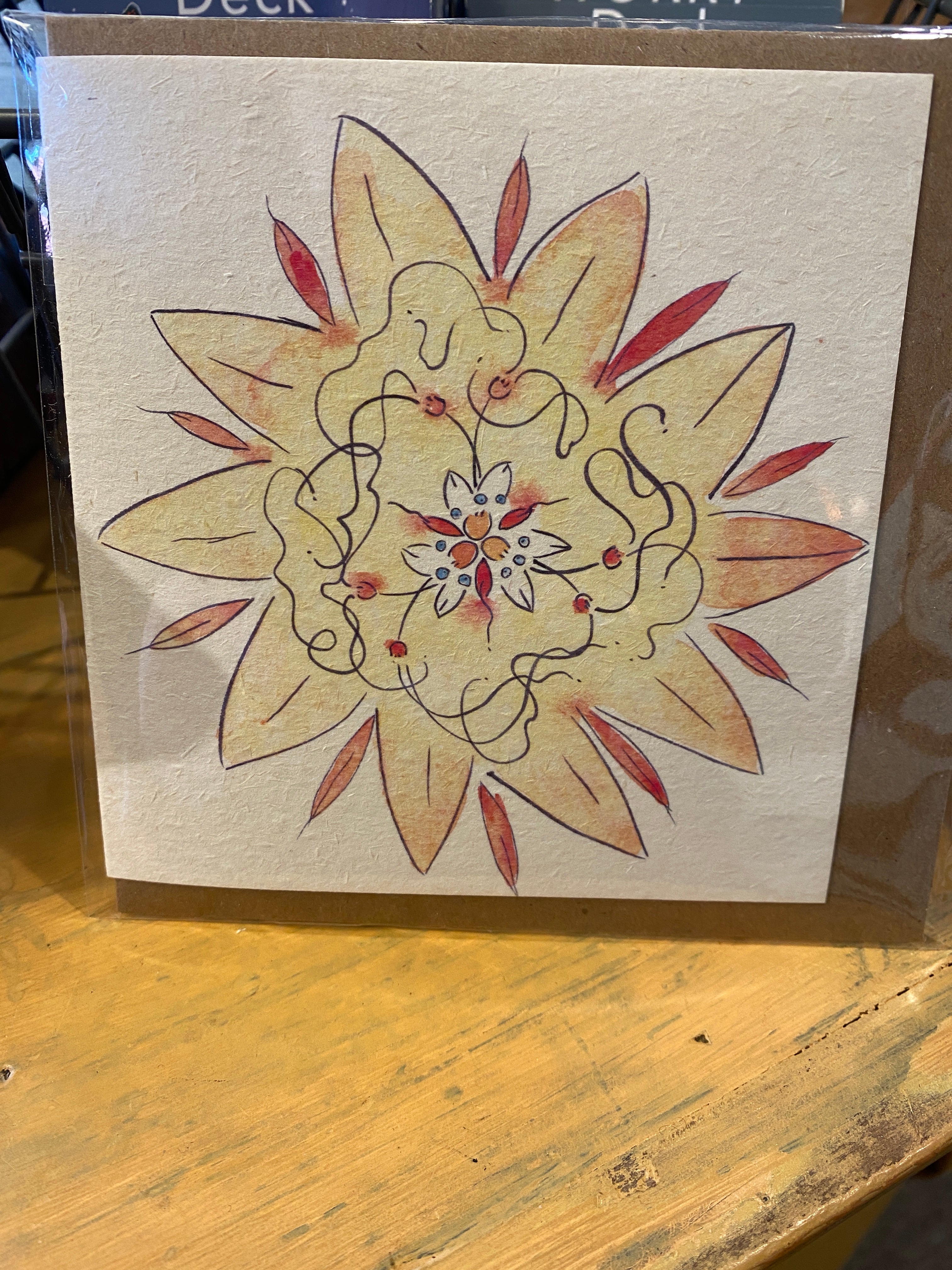 Orange Mandala Greeting Card
