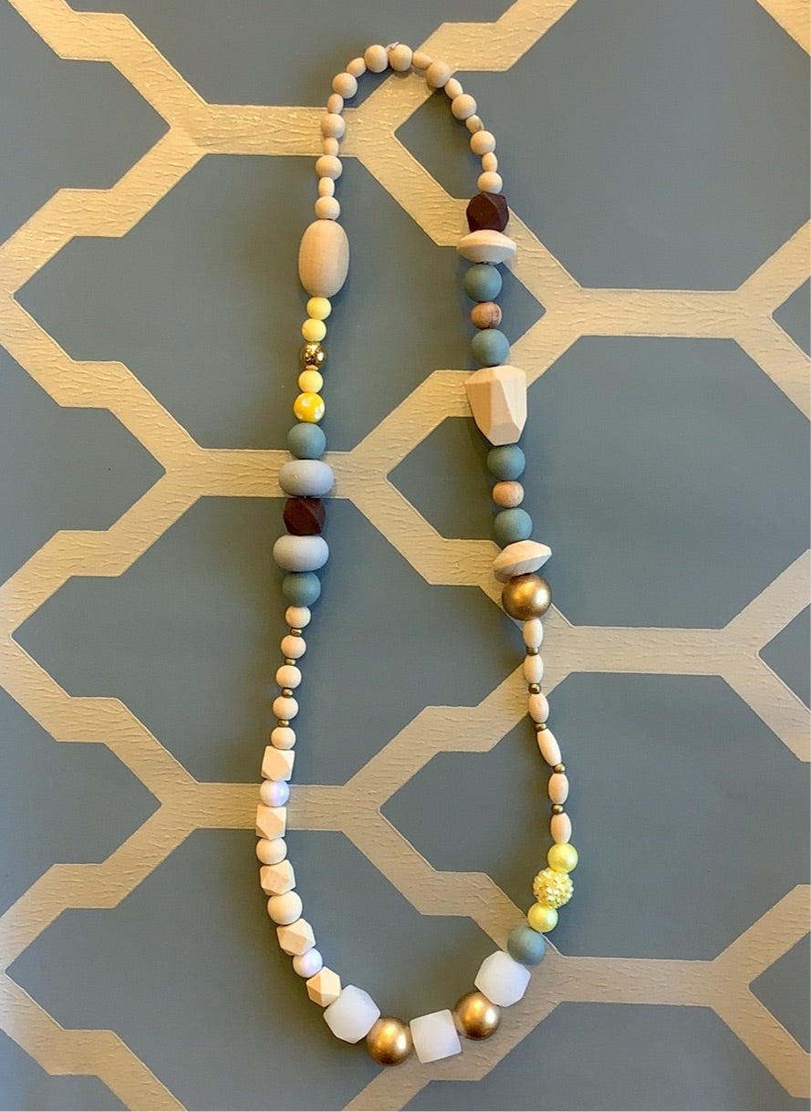 Yellow, Festive Wood and Silicone Necklace by Alyn Carlson