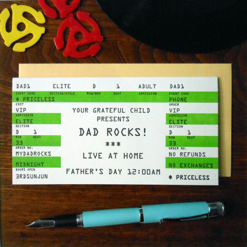 Dad Rocks! Concert Ticket Greeting Card