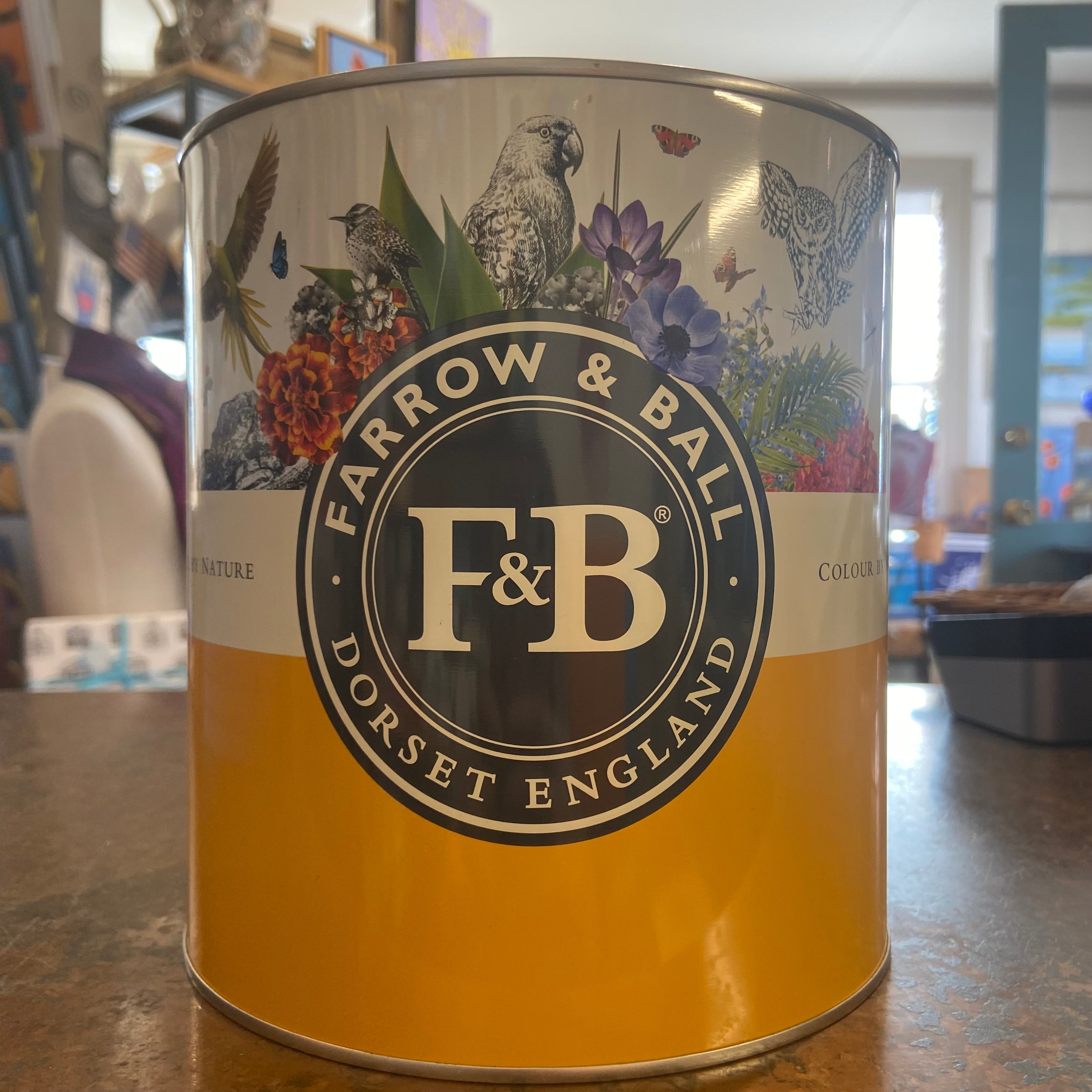 Empty Farrow and Ball Paint Cans