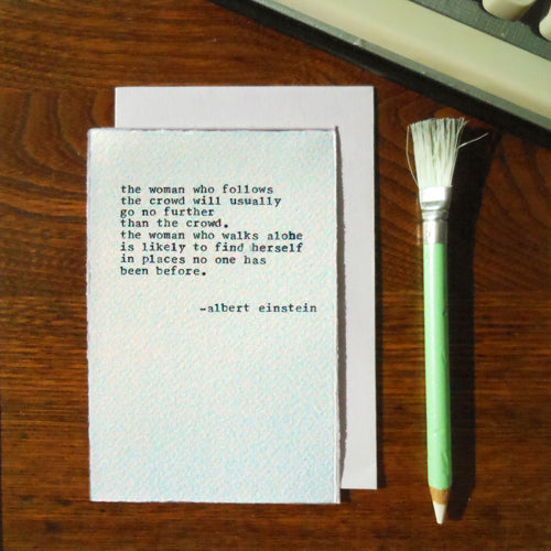 “The Woman Who Walks Alone” Albert Einstein Greeting Card