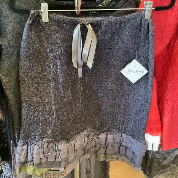 Charcoal grey wool and silk skirt