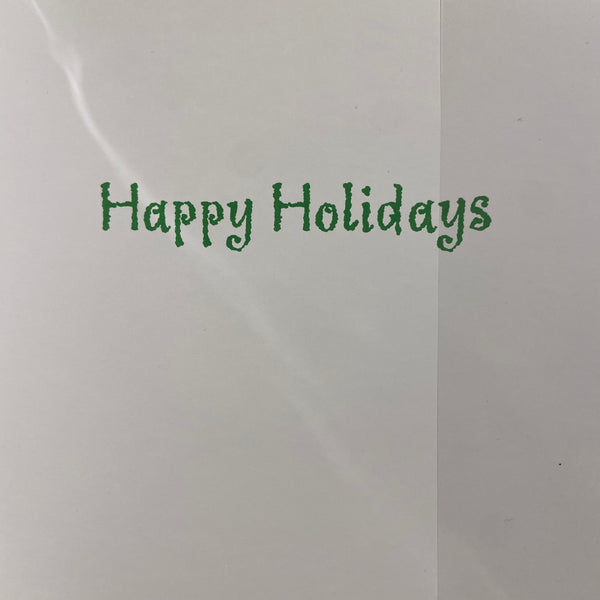 Happy Holidays Rabbit and Holly Greeting Card