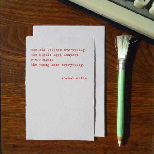 “The Old, The Middle, The Young” Oscar Wilde Greeting Card