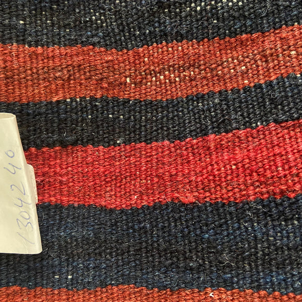 Vintage Kelim Rug in Black and Red Stripe
