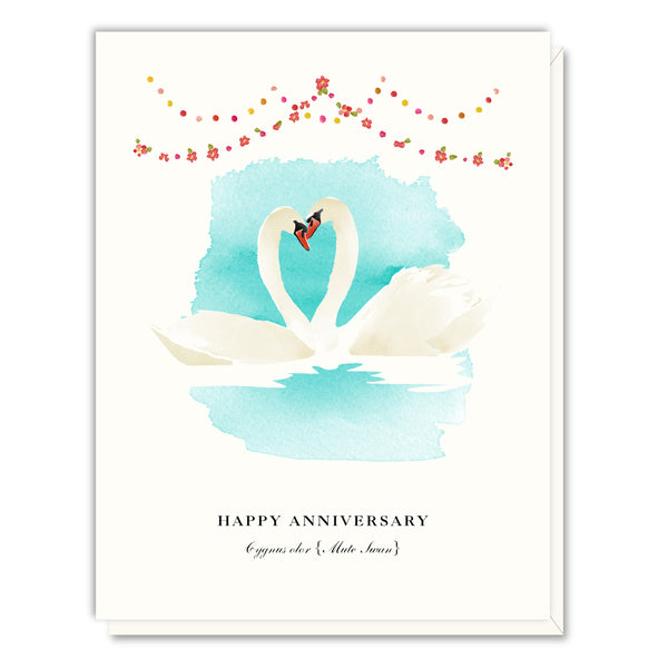 Happy Anniversary Swans Greeting Card