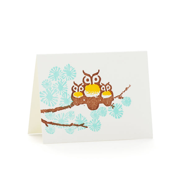 3 Owls Mini Greeting Card