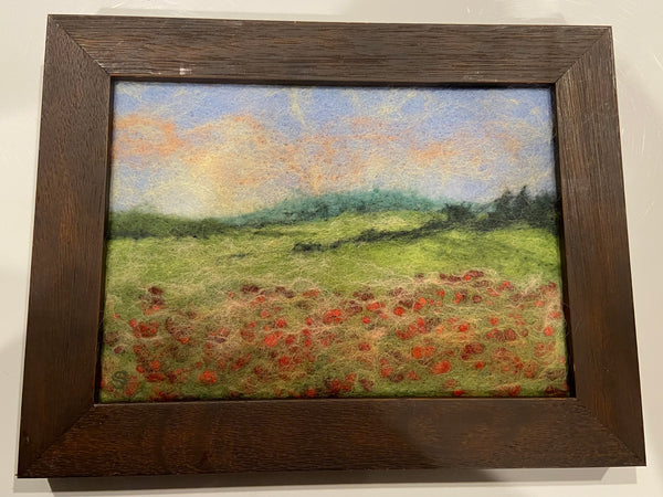 Field of Poppies, Original Felted Wool Painting