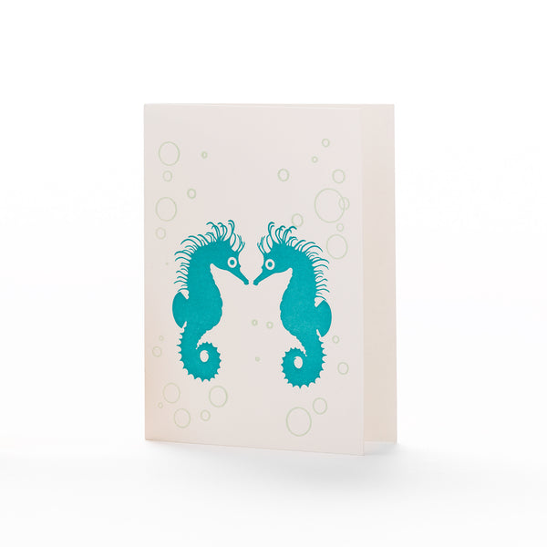 Two Seahorses Mini Greeting Card