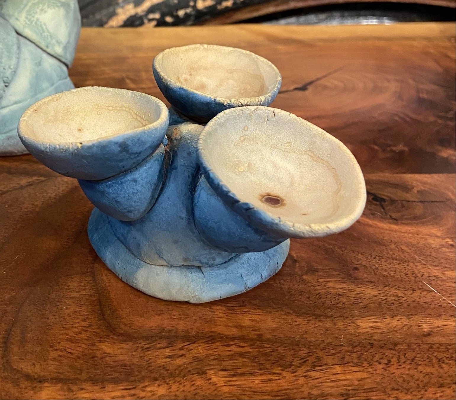 Ceramic Blue Candle Holder by Heather Jo Davis