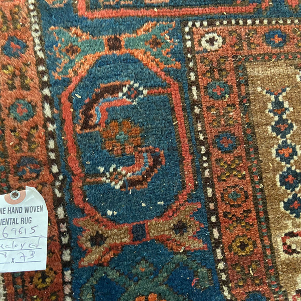 Vintage Hamadan Decorative Rug in Taupe Red and Blue