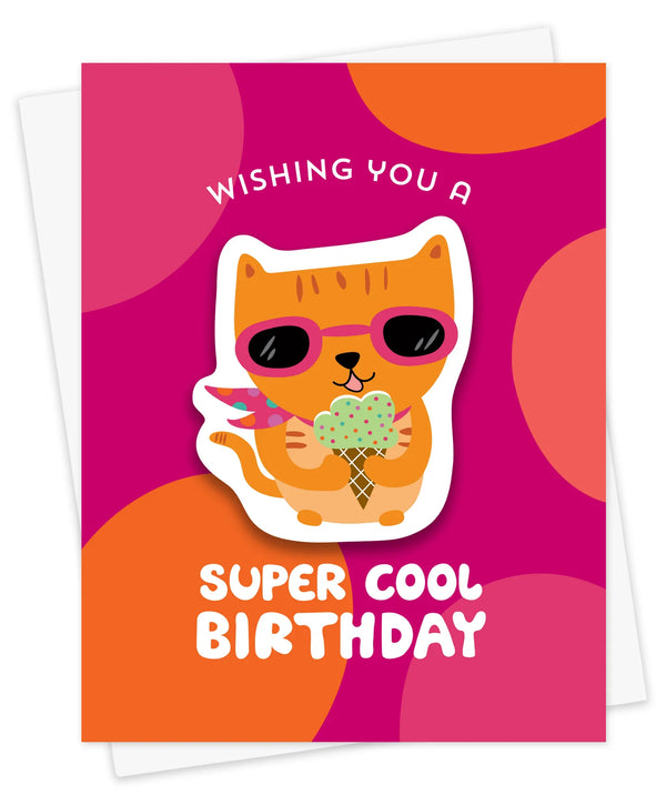 Wishing You a Super Cool Birthday Sticker Greeting Card