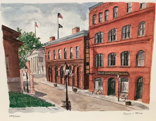 Bourne Warehouse & Auction Room watercolor print by David Horne