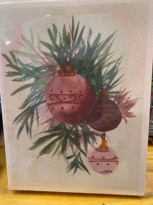 Ornaments and Greenery Christmas Greeting Card Set  of 6 by Kathryn Davies Bruce