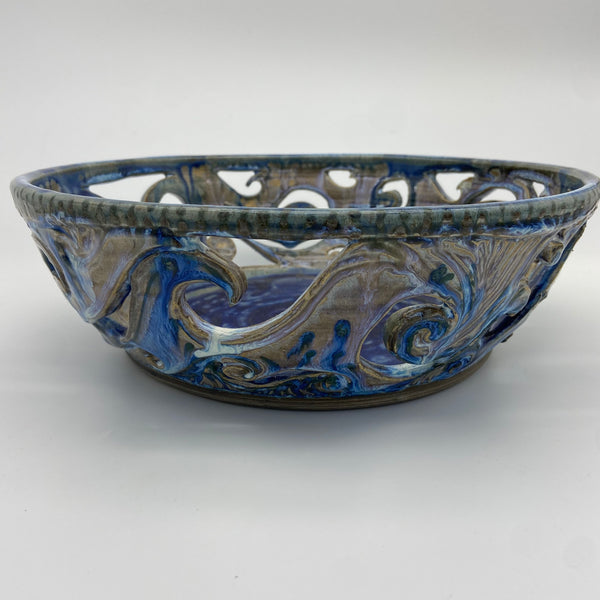 Blue Ceramic Fruit Bowl by Kim Sheerin
