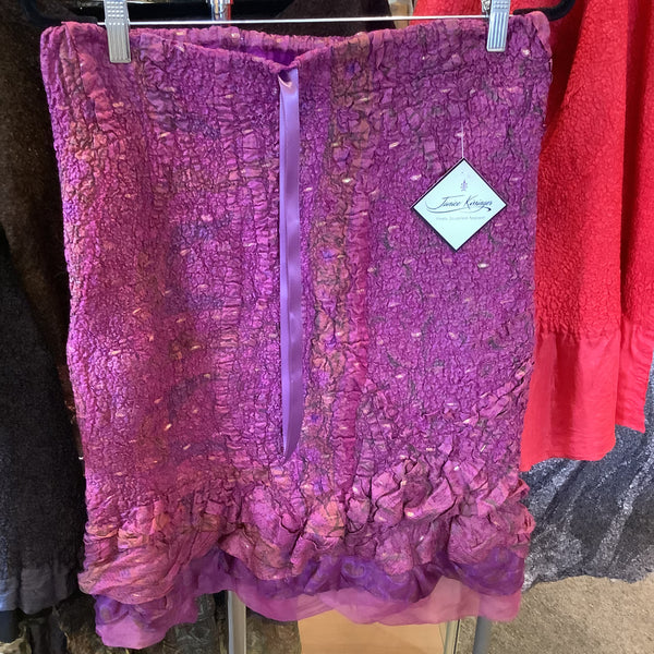 Magenta wool and silk skirt