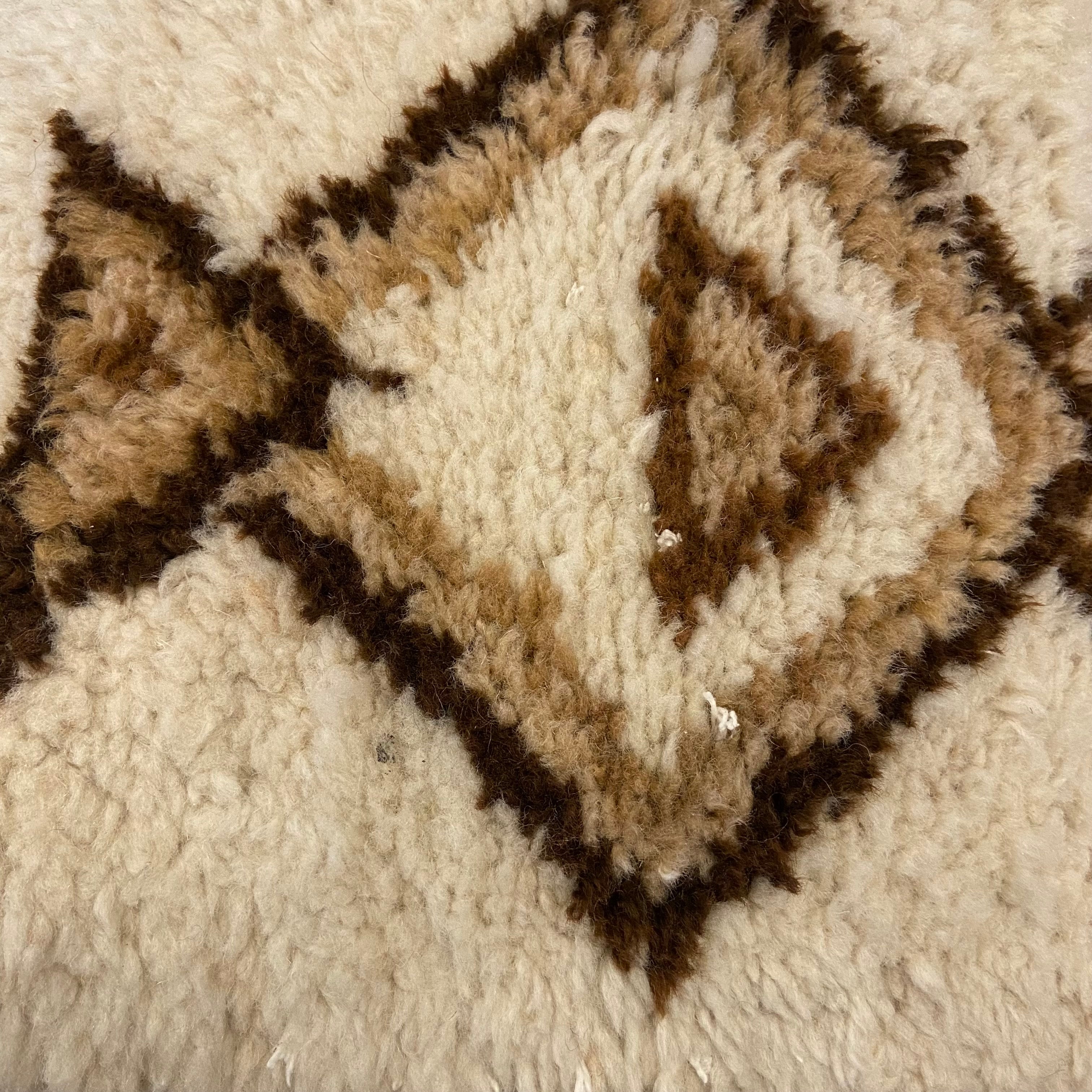 Vintage Morrocan Rug in Cream and Brown