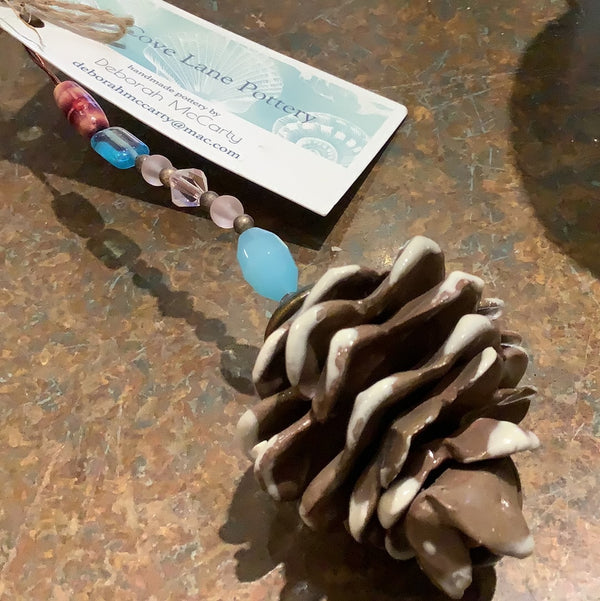 Beaded Ceramic Pinecone Ornament by Cove Lane Pottery
