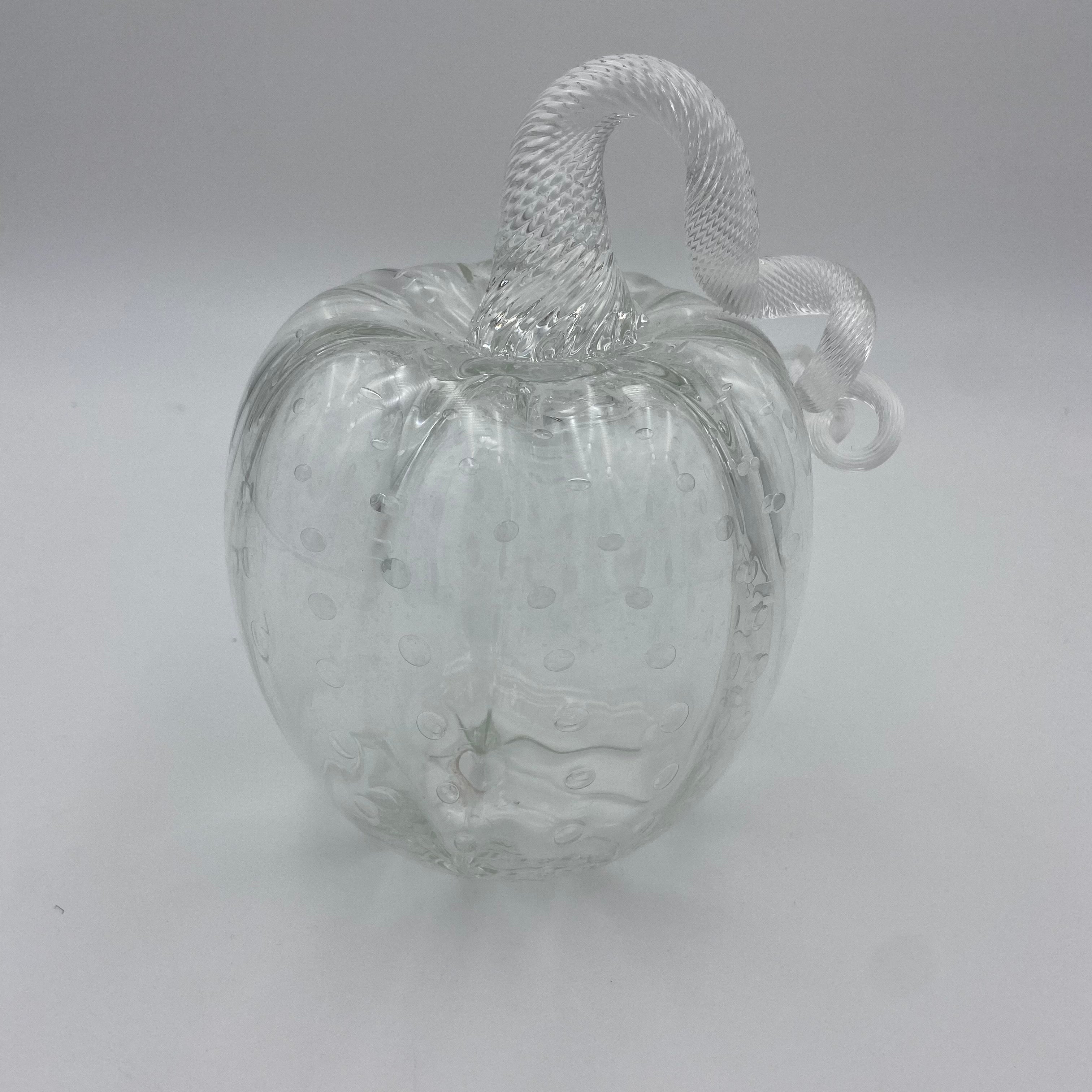 Hand Blown Glass Pumpkin Clear by Mcdermott Glass Studio