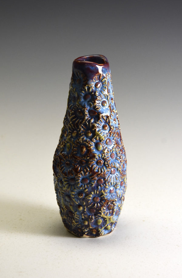 tiny texture small vase in light blue and purple