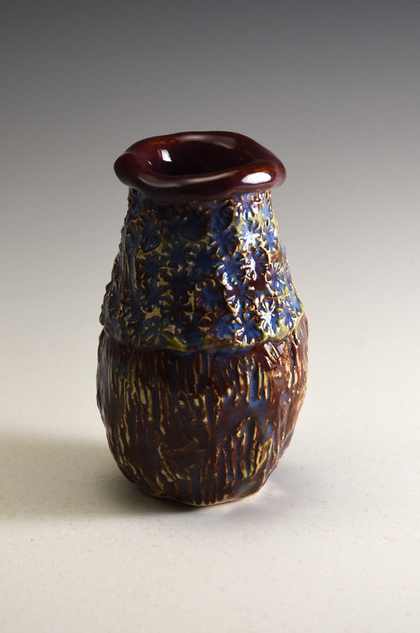 Two textured small vase with light bl. and purple